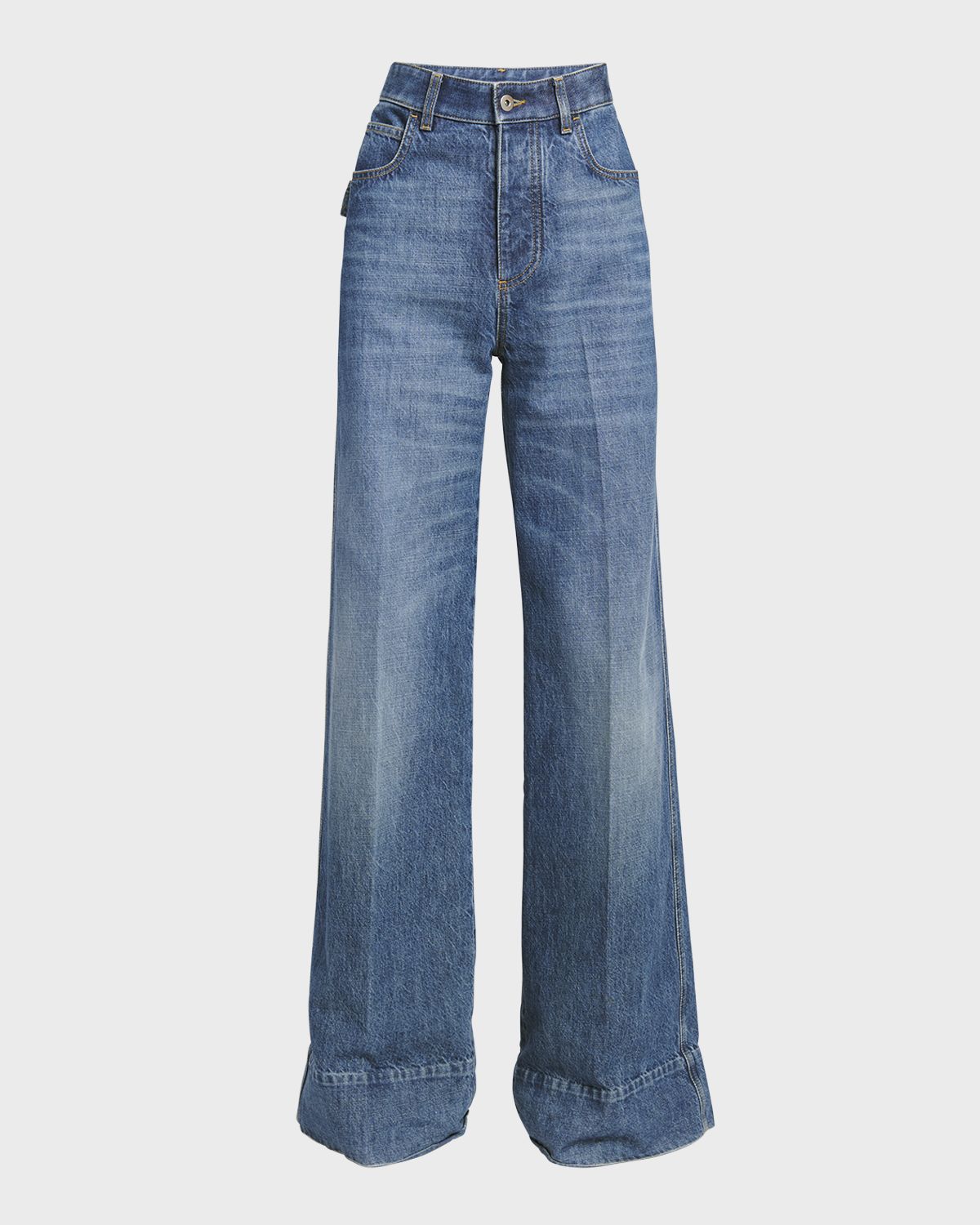 Bottega Veneta High-Rise Wide-Leg Denim Boyfriend Trousers