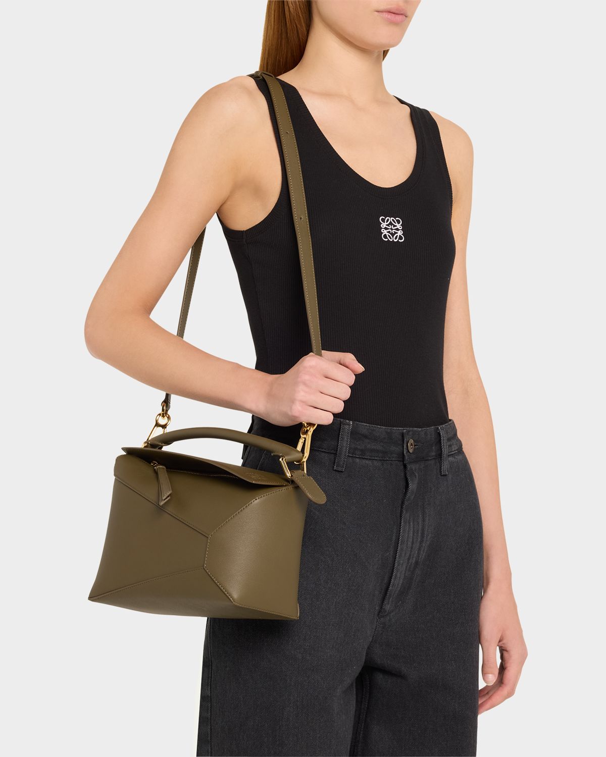 Loewe Puzzle Edge Small Top-Handle Bag in Leather
