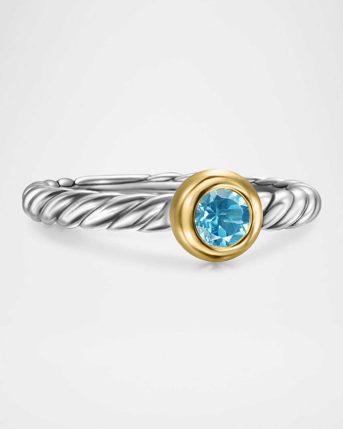 David Yurman Cable Flex Ring with Gemstone in Silver and 14K Gold