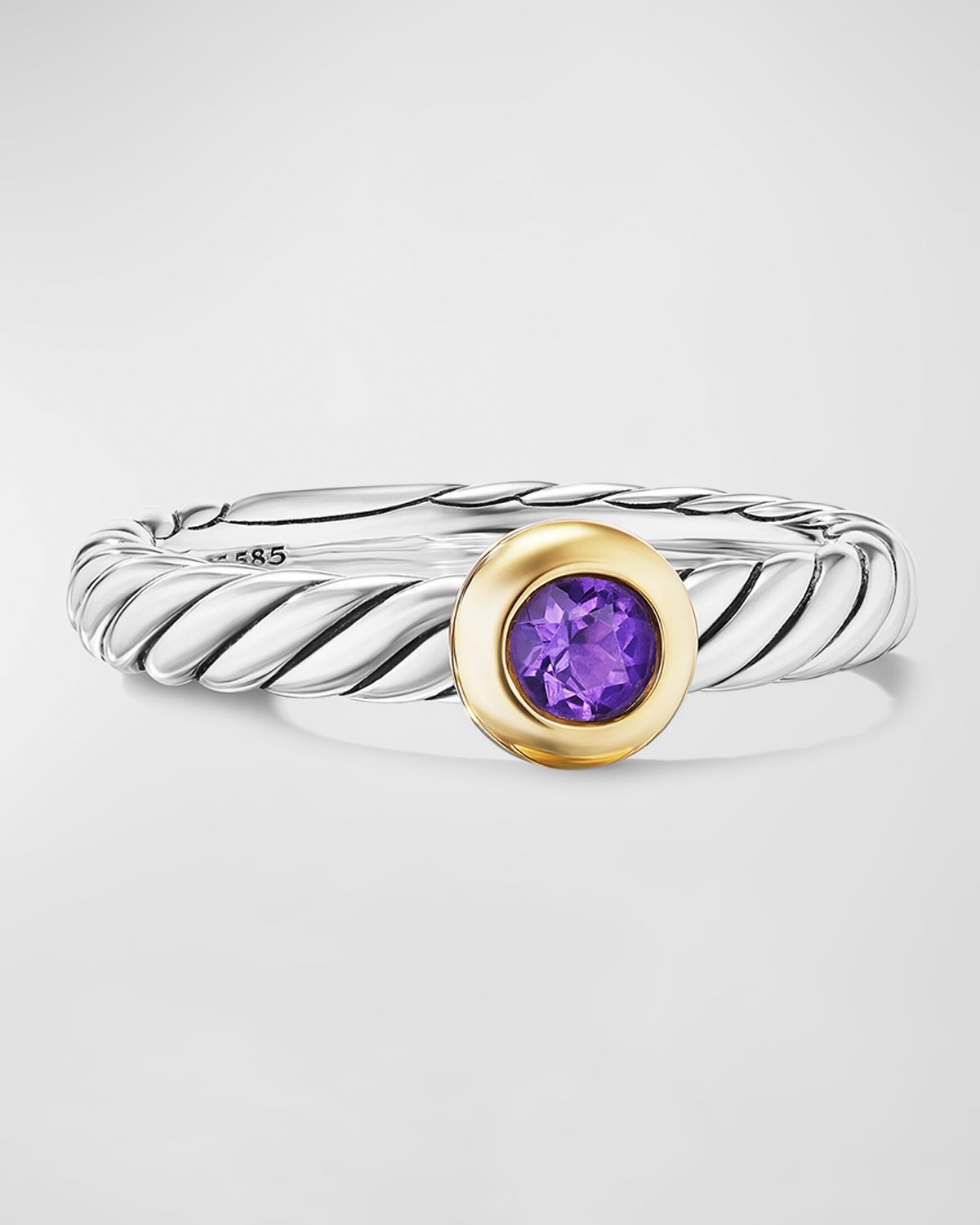 David Yurman Cable Flex Ring with Gemstone in Silver and 14K Gold