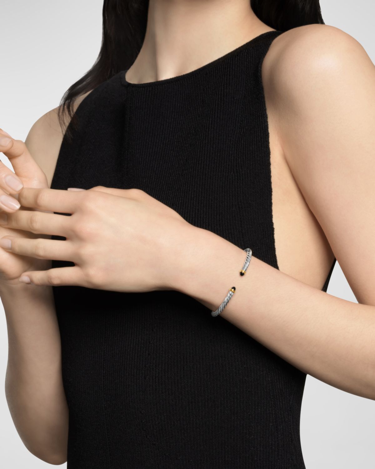 David Yurman Cable Flex Bracelet with Gemstone in Silver and 14K Gold, 4mm