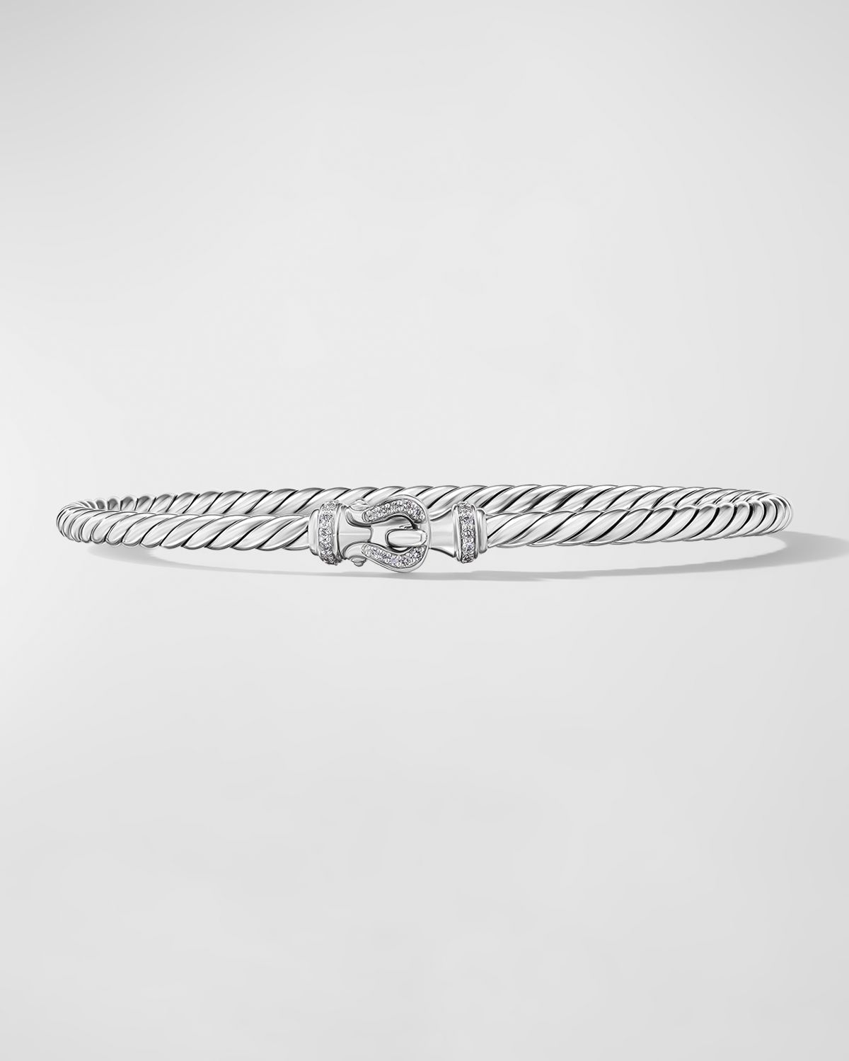 David Yurman Buckle Classic Cable Bracelet with Diamonds in Silver, 3mm