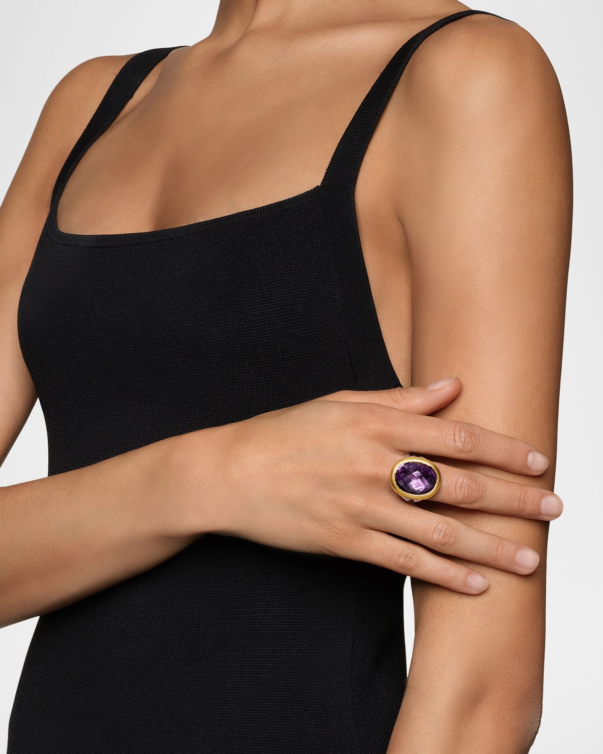 David Yurman Oval Ring with Gemstone in Silver and 18K Gold