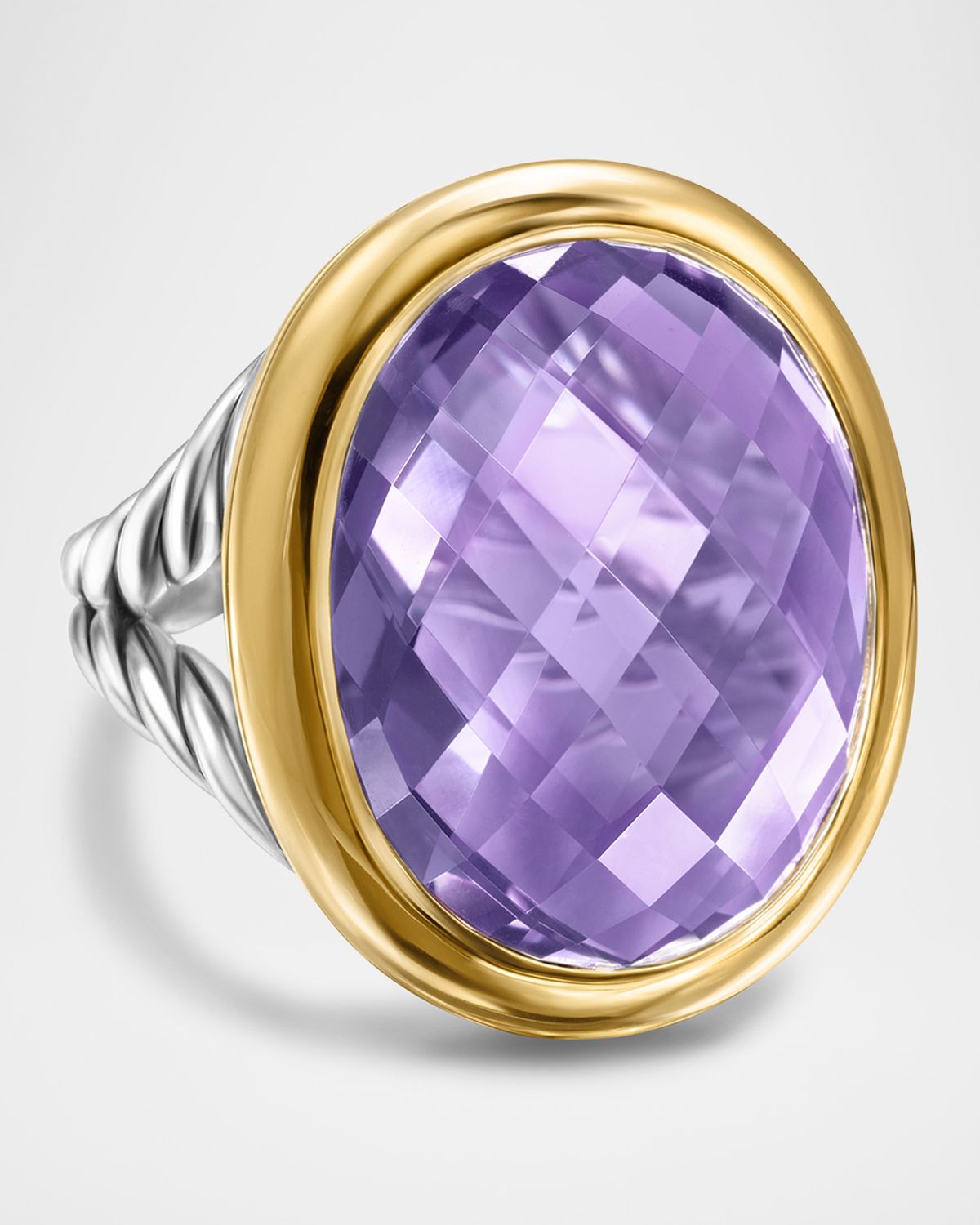 David Yurman Oval Ring with Gemstone in Silver and 18K Gold