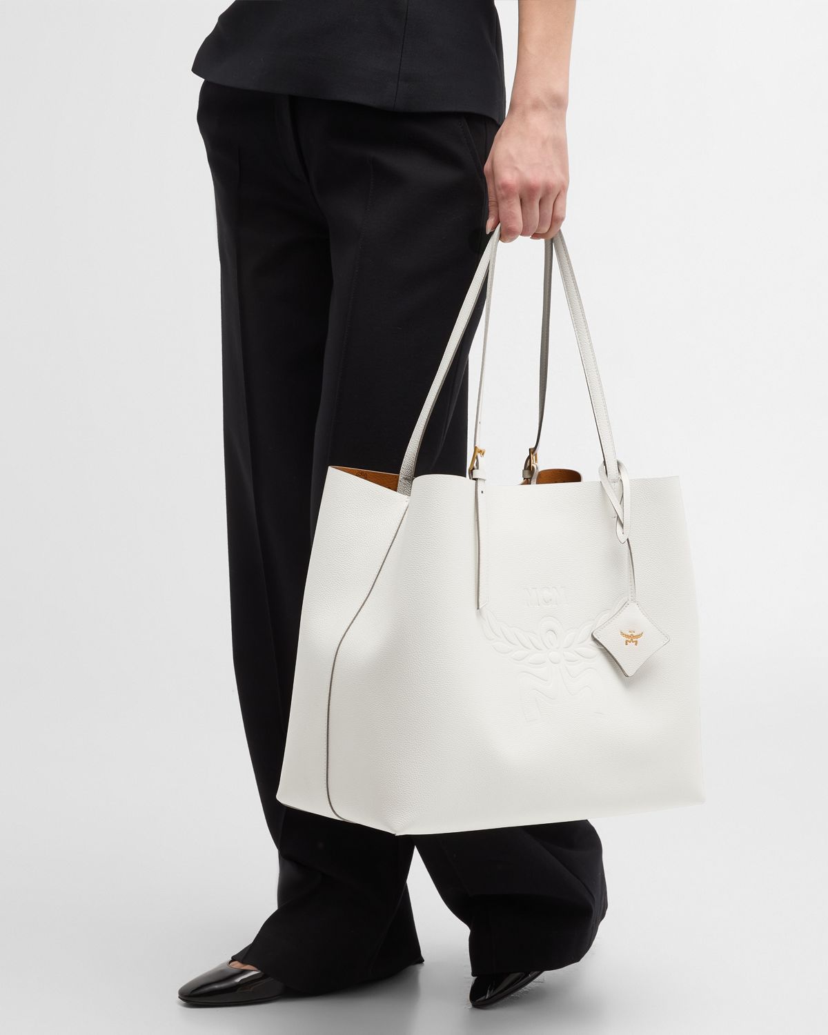 MCM Lauretos Leather Shopper Tote Bag