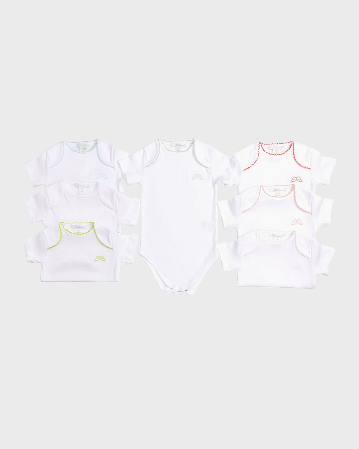 Marie Chantal Kid 's Picot Pima Cotton 7-Piece Bodysuit Set, Size Newborn-12M