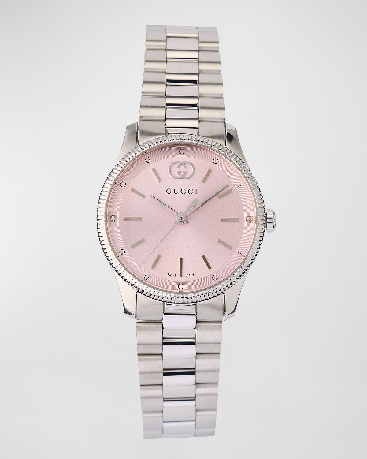 Gucci G-Timeless Slim Watch with Diamonds and Bracelet Strap