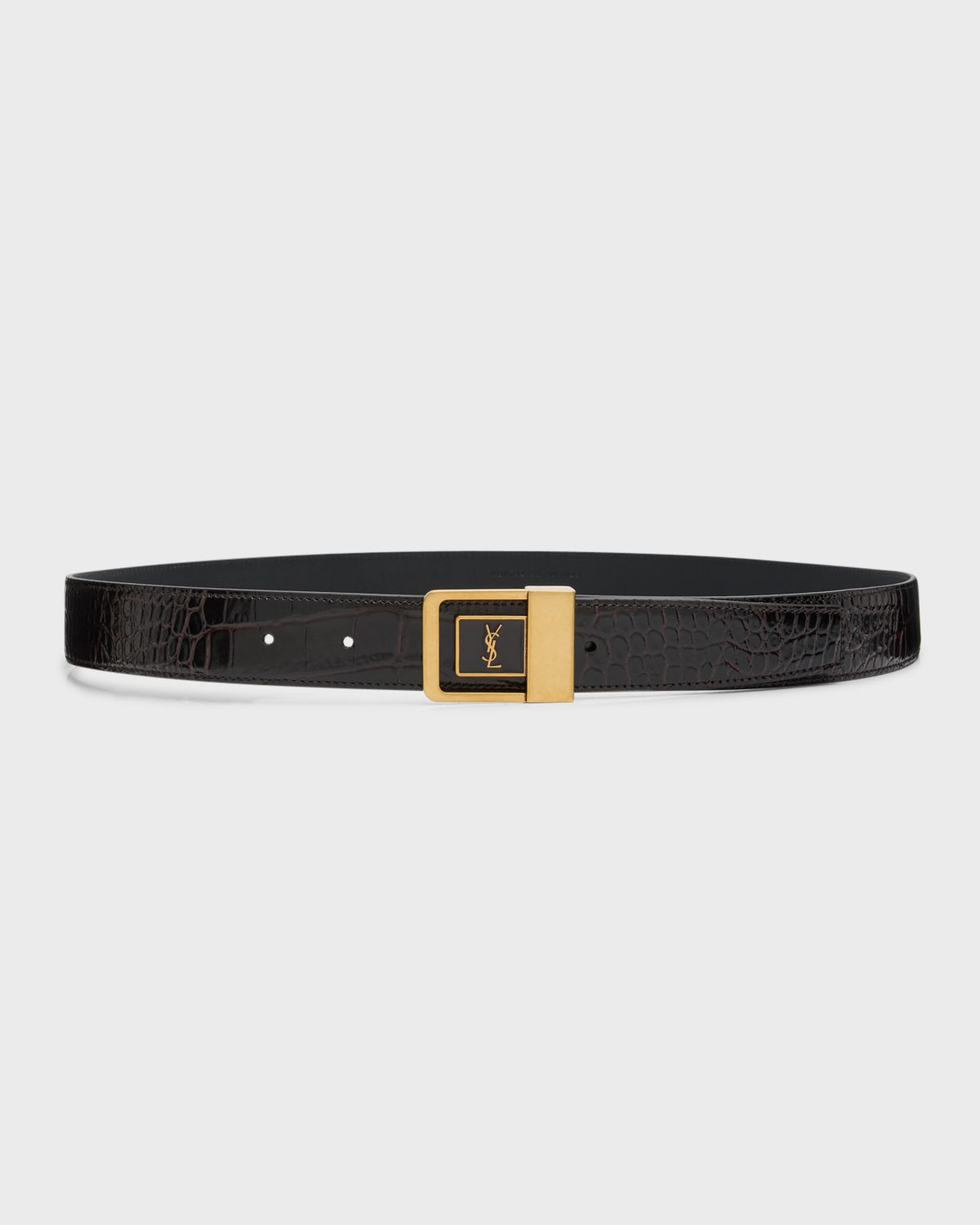 Saint Laurent Croc-Embossed Leather Square Buckle Belt | Thumbnail 3 Saint Laurent Croc-Embossed Leather Square Buckle Belt | Thumbnail 3