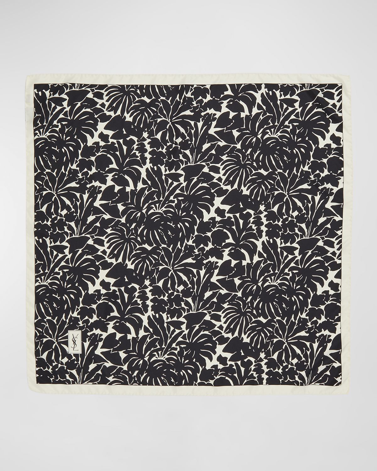 Saint Laurent Multi-Leaves Silk Twill Square Scarf