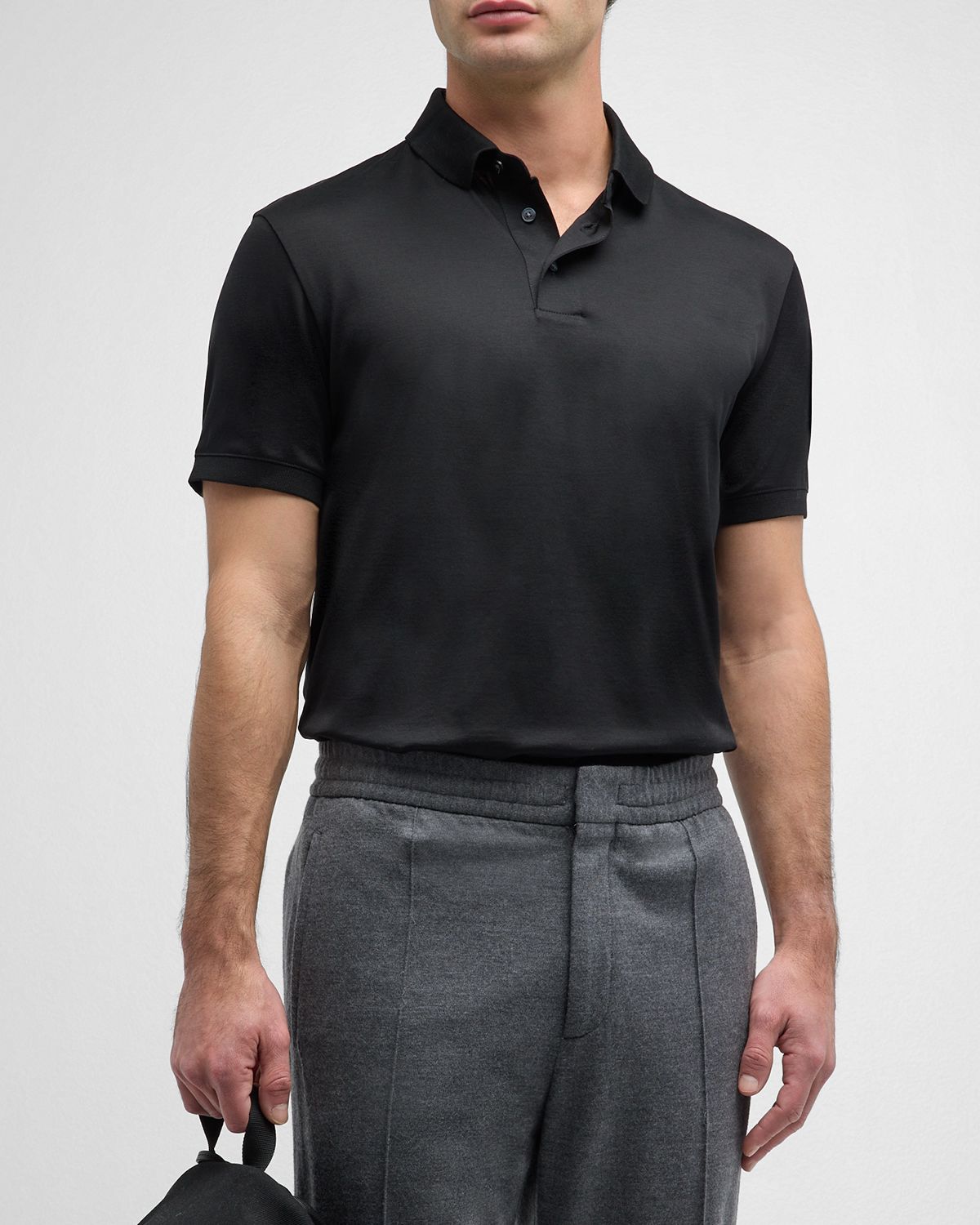 Emporio Armani Men 's Solid Jersey-Stretch Polo Shirt