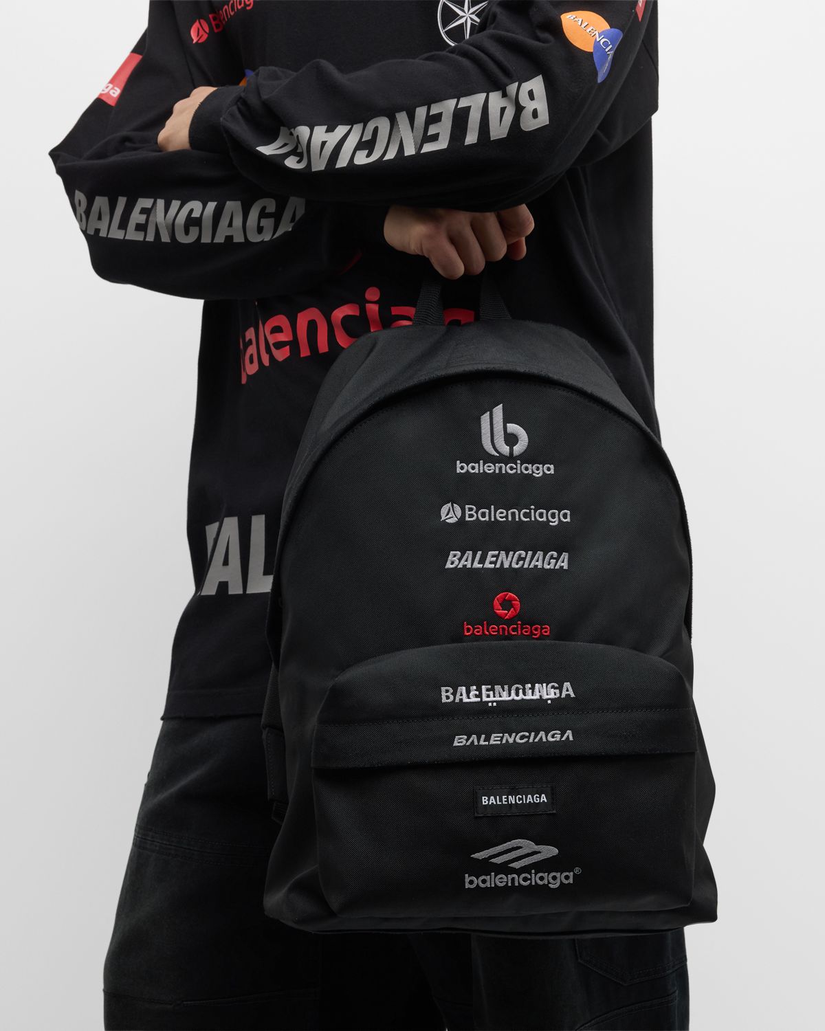 Balenciaga Men 's Explorer Multilogo Nylon Backpack