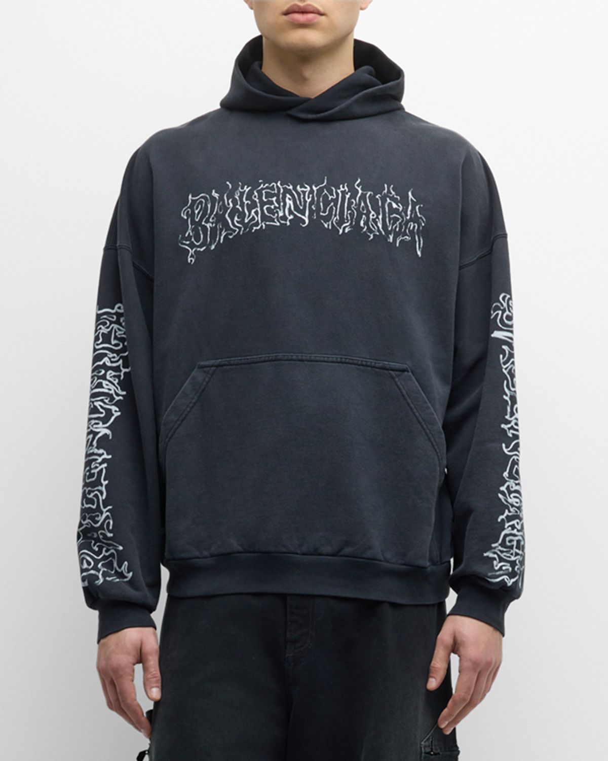 Balenciaga Men 's Metal Outline Logo Hoodie