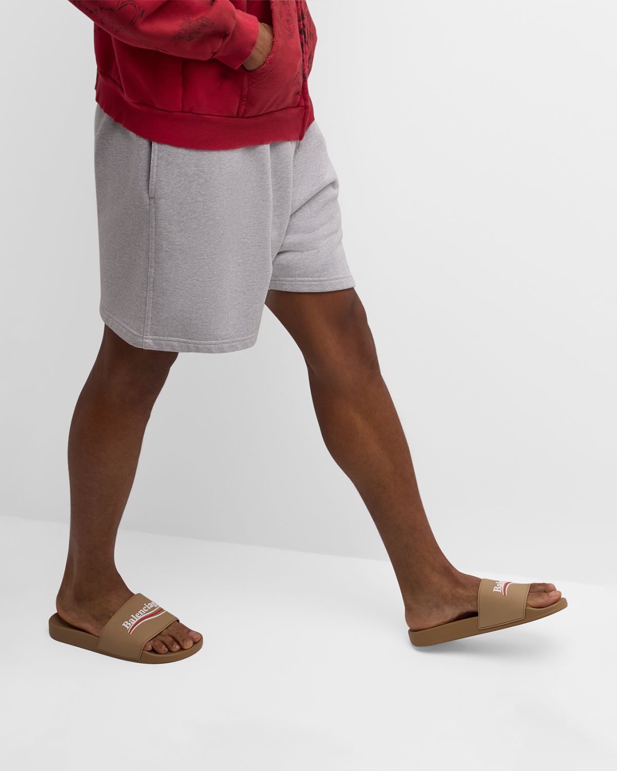 Balenciaga Men 's Rubber Logo Pool Slides