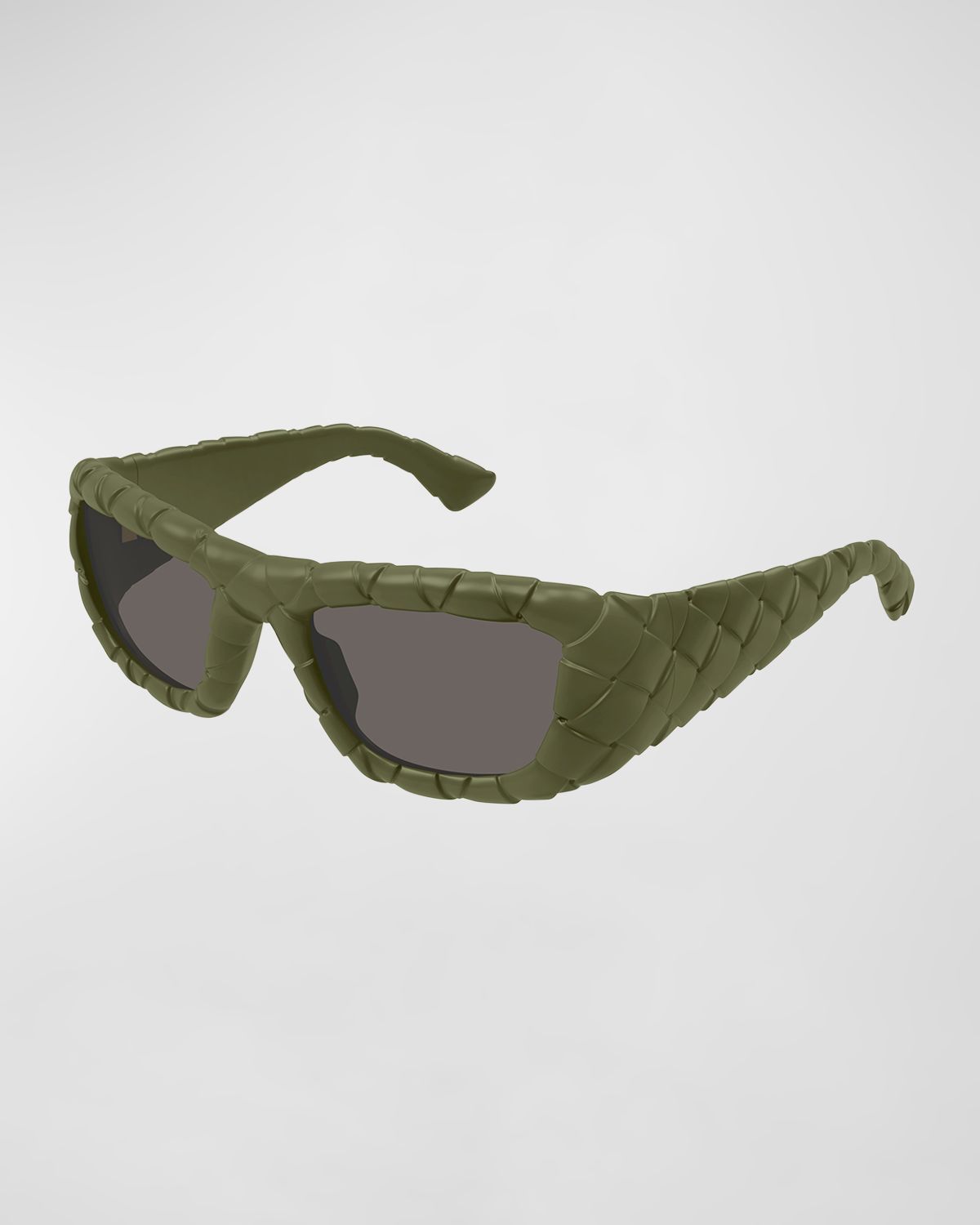 Bottega Veneta Woven Plastic Rectangle Sunglasses