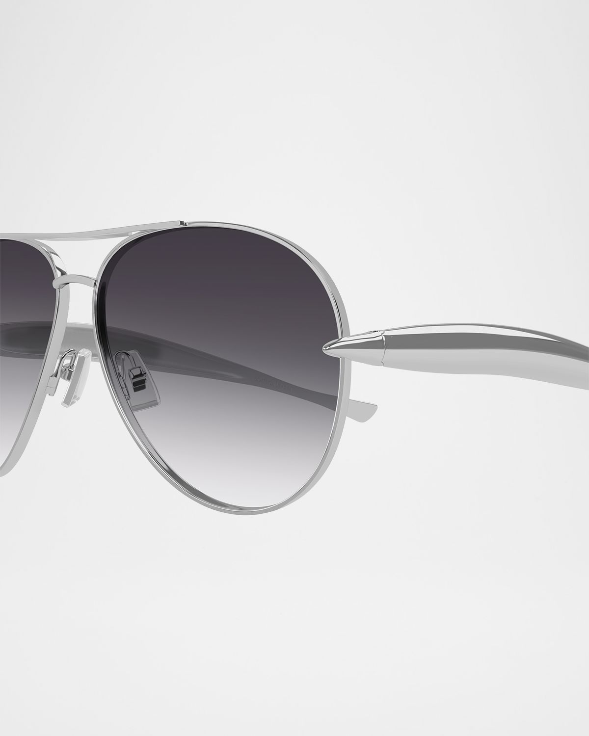 Bottega Veneta Curved Metal Aviator Sunglasses