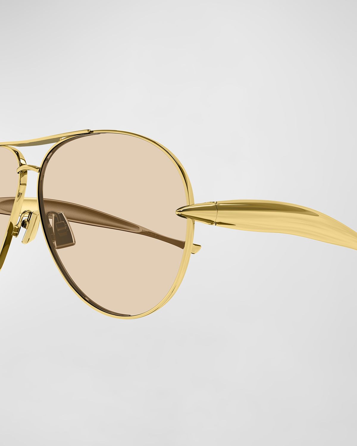 Bottega Veneta Curved Metal Aviator Sunglasses