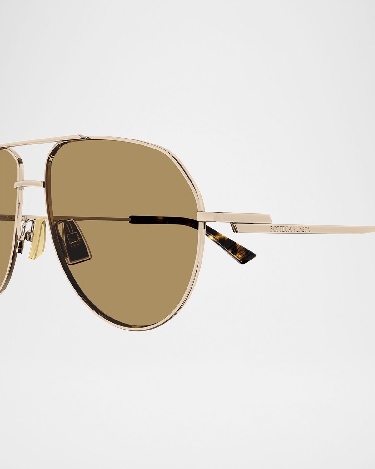 Bottega Veneta Men 's Double-Bridge Metal Aviator Sunglasses