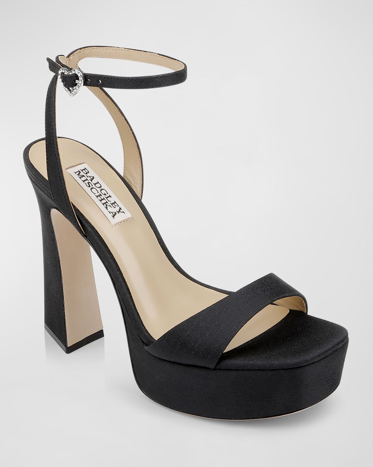 Badgley Mischka Caia Crystal Heart Platform Sandals
