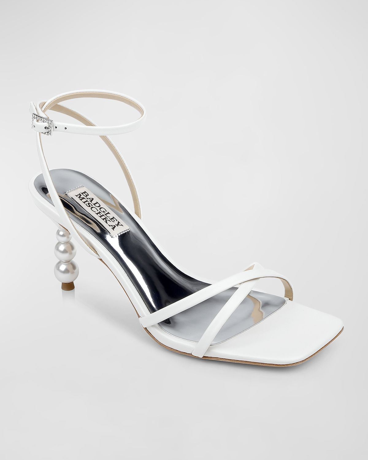 Badgley Mischka Callie Leather Crisscross Ankle-Strap Sandals
