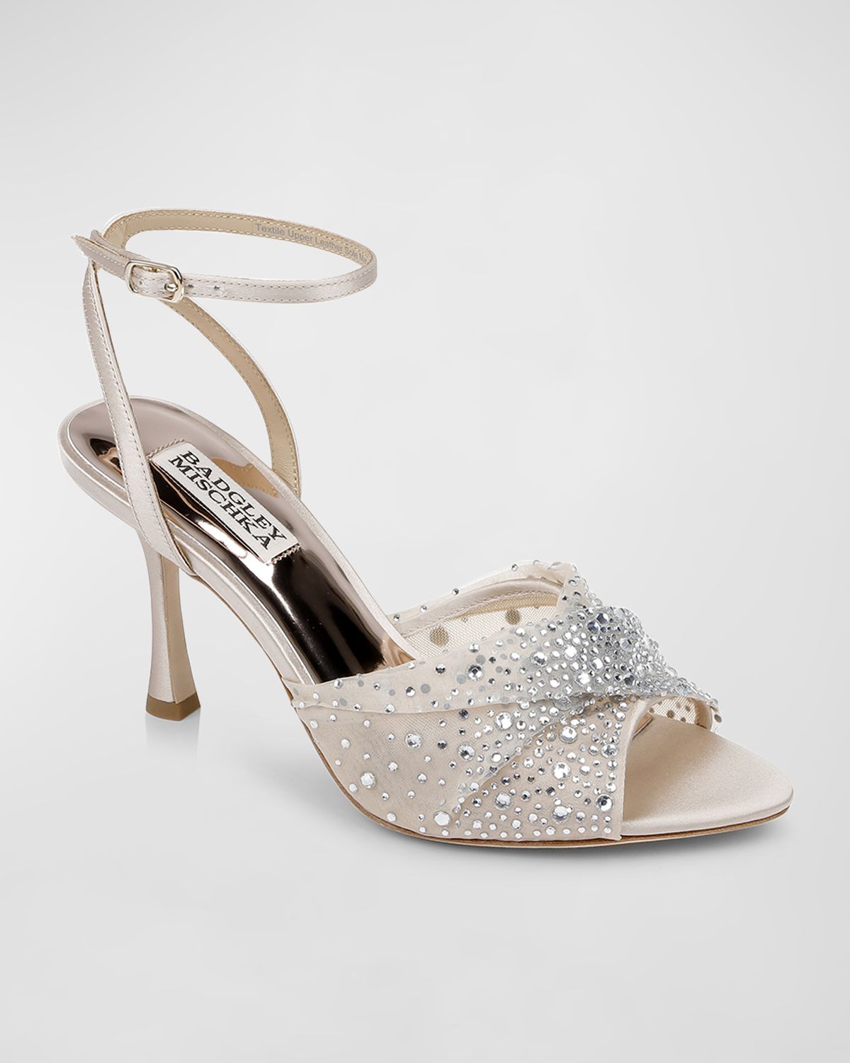 Badgley Mischka Cameryn Embellished Mesh Ankle-Strap Sandals