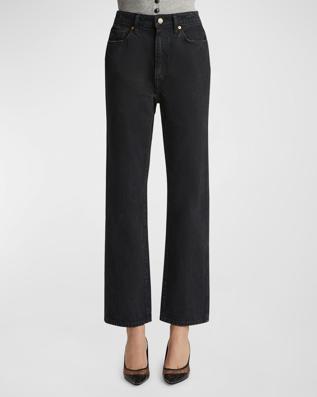 Khaite Abigail High-Rise Straight-Leg Ankle Jeans