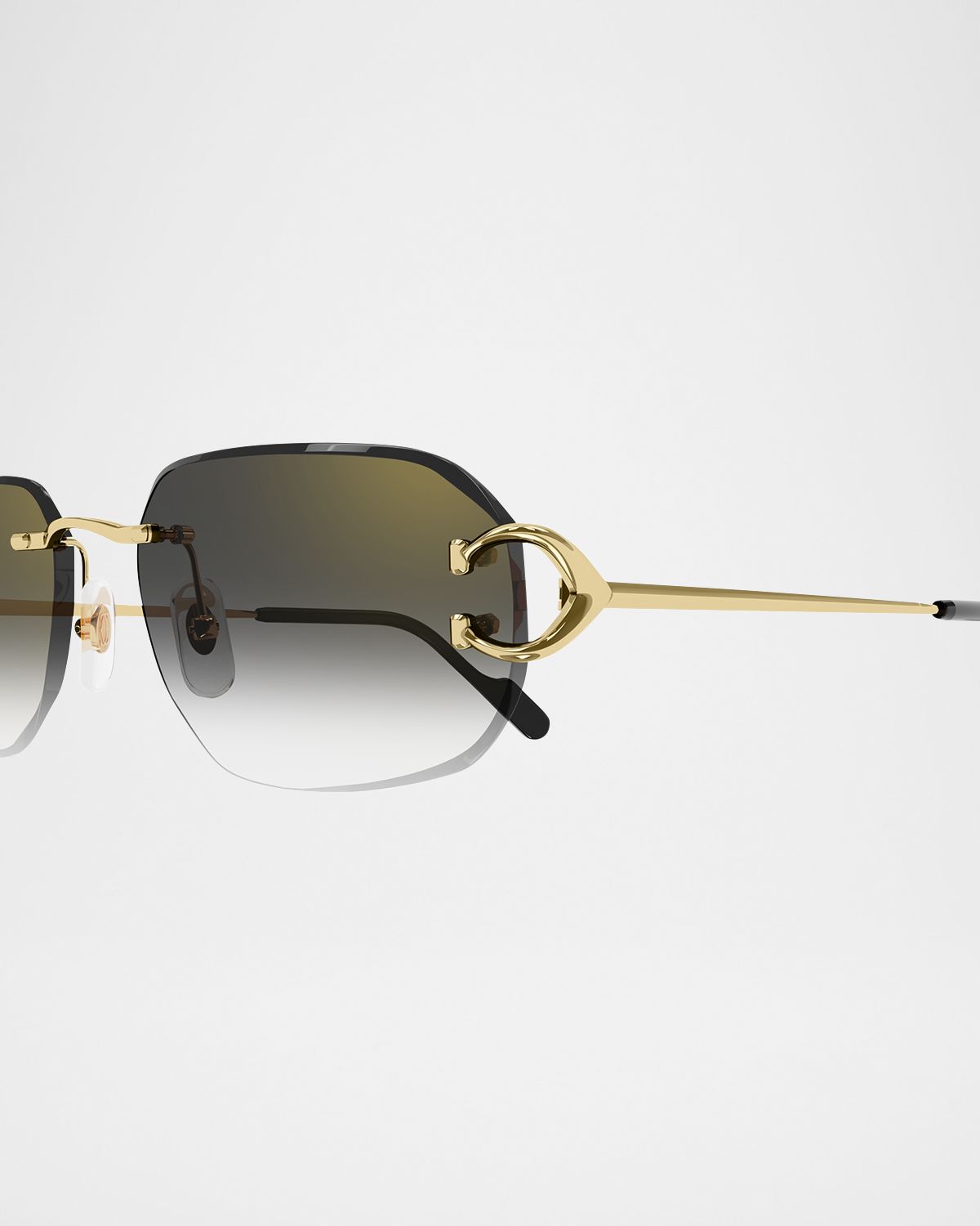 Cartier Men 's Rimless Metal Rectangle Sunglasses