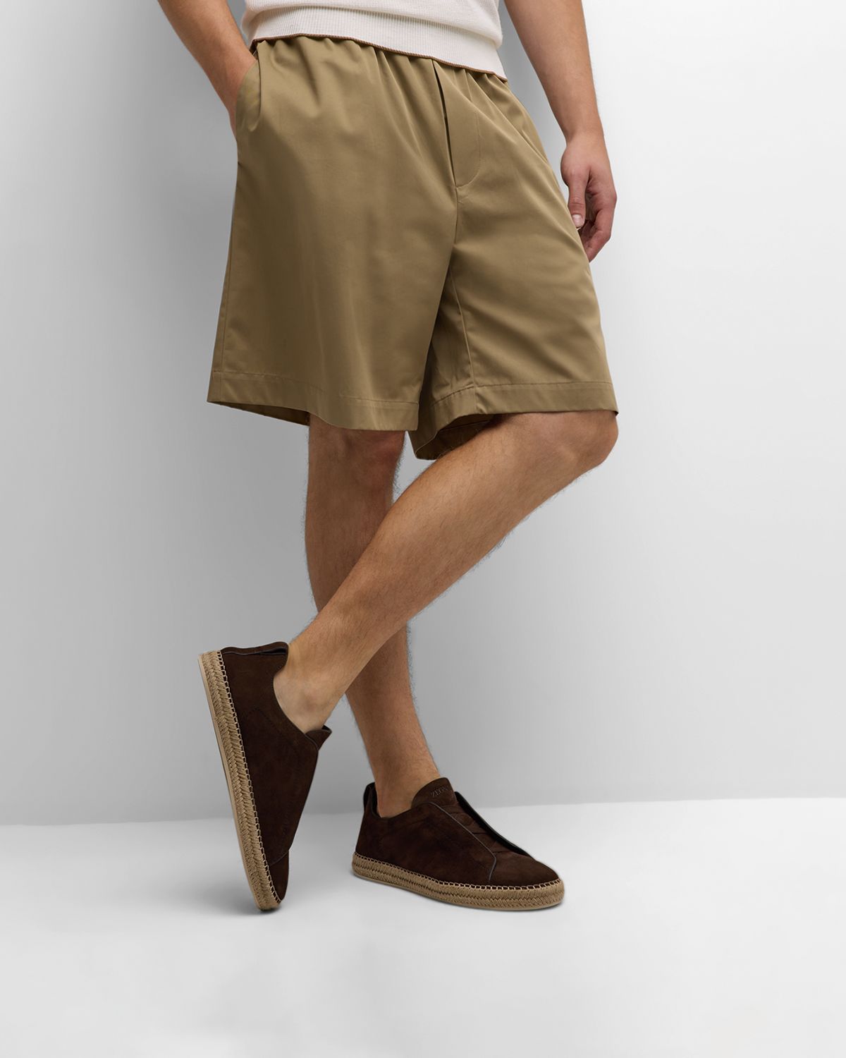 ZEGNA Men 's Triple Stitch Suede Espadrille Sneakers