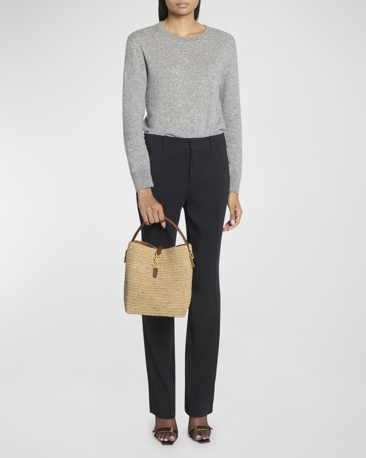 Saint Laurent Le 37 Raffia Bucket Bag