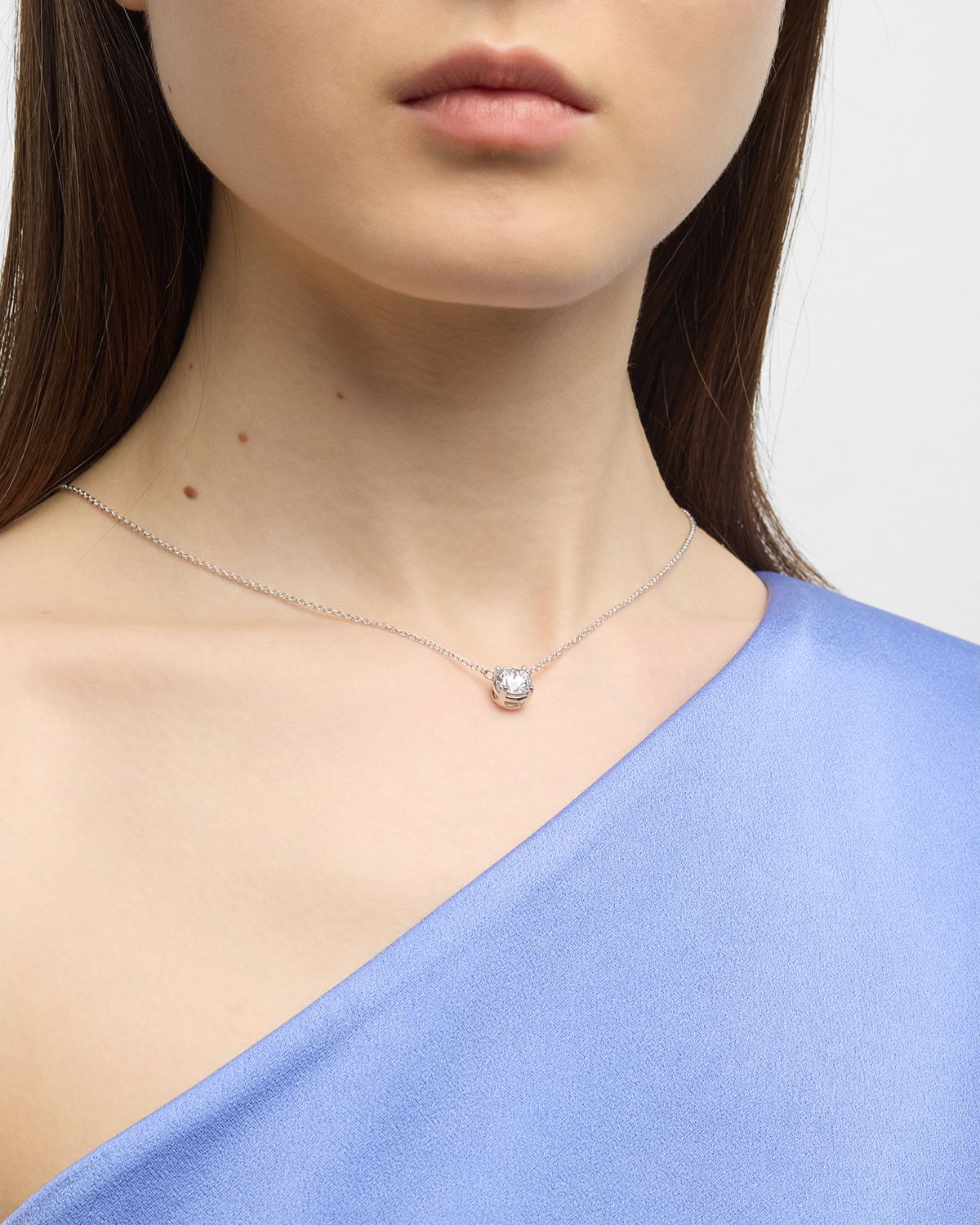Neiman Marcus Lab Grown Diamonds Lab Gown Diamond 18K White Gold Round Pendant Necklace, 2.0tcw