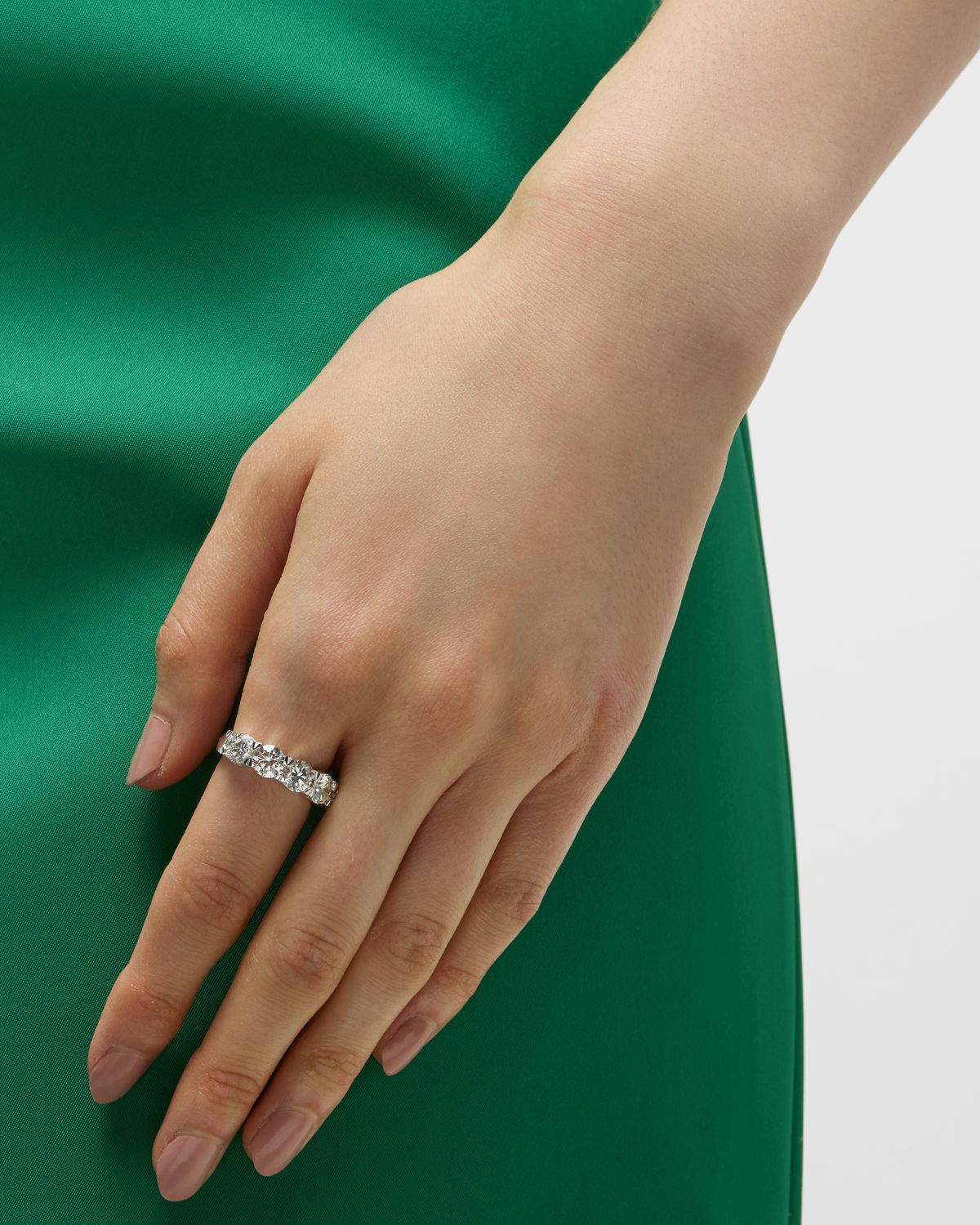 Neiman Marcus Lab Grown Diamonds Lab Gown Diamond 18K White Gold 5 Station Ring, size 6, 3.0tcw