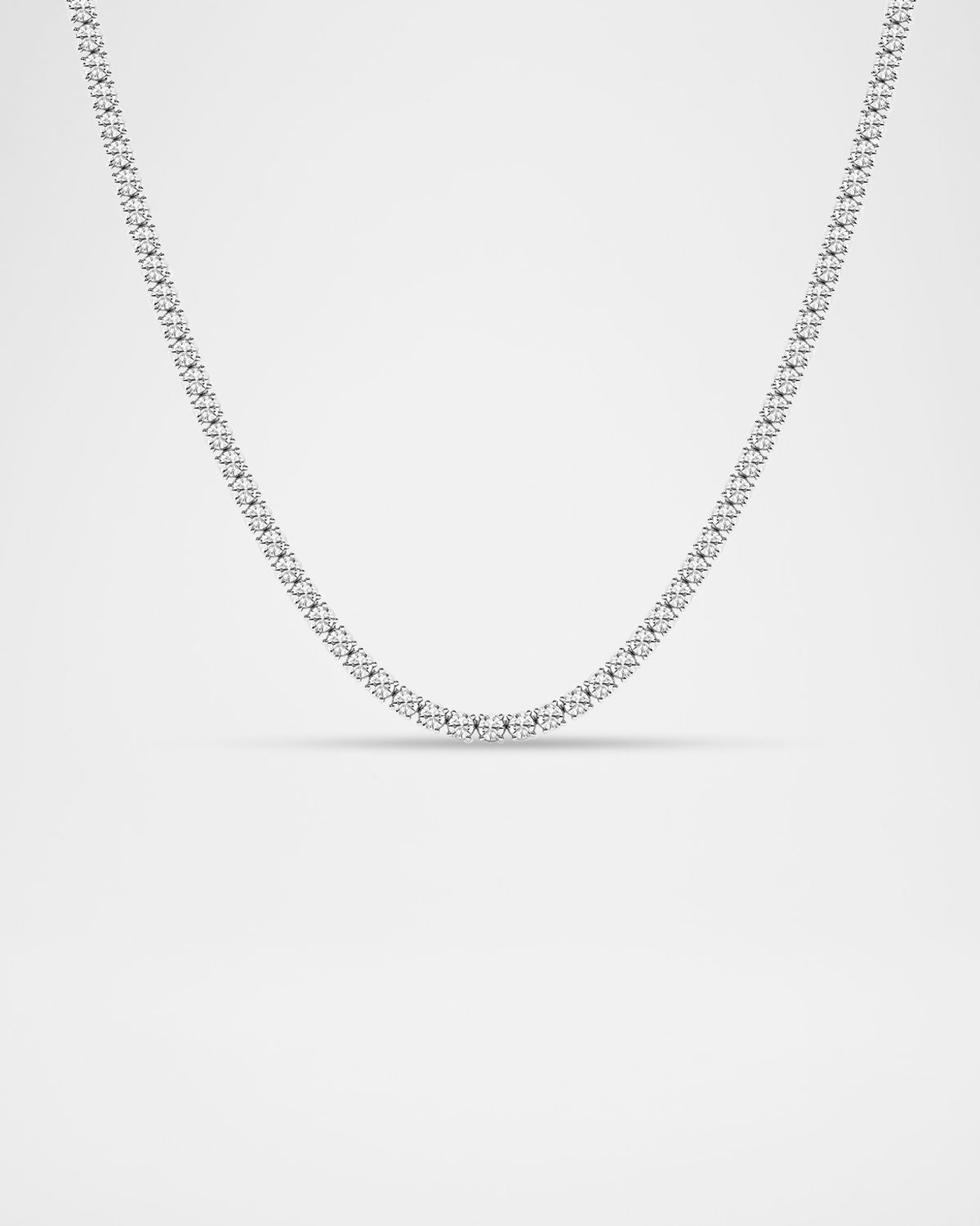 Neiman Marcus Lab Grown Diamonds Lab Grown Diamond 18K White Gold Round Line Necklace, 16"L, 10ctw
