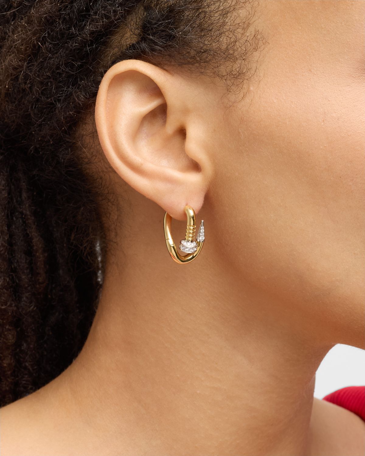 David Webb Diamond Tip Bent Nail Earrings