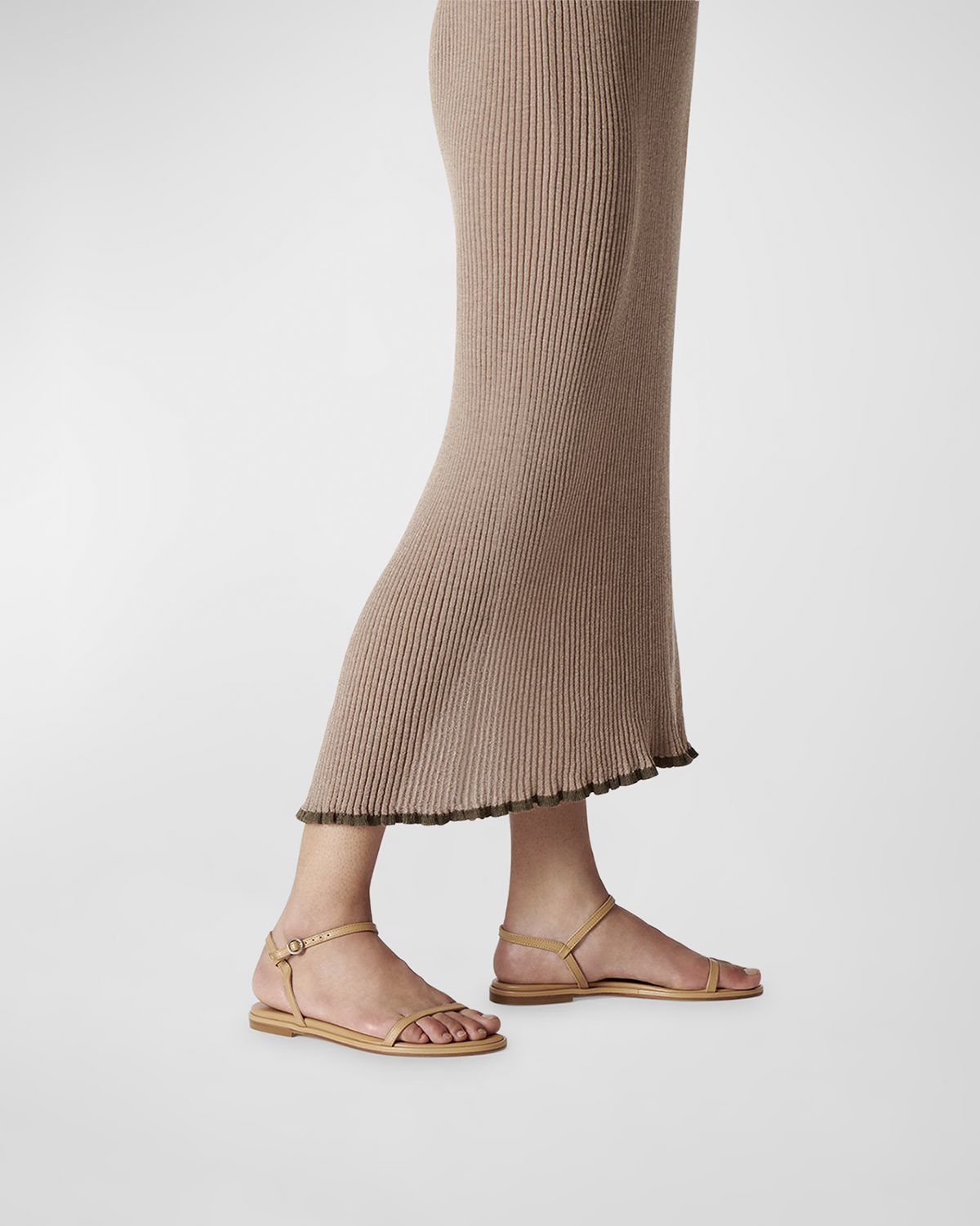 Aeyde Nettie Nude Leather Ankle-Strap Sandals