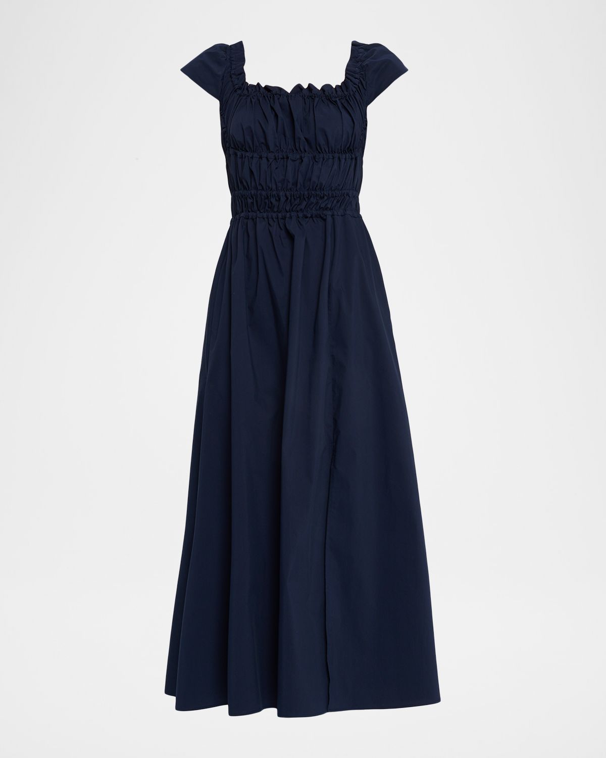 Altuzarra Lily Ruched Cap-Sleeve Midi Dress