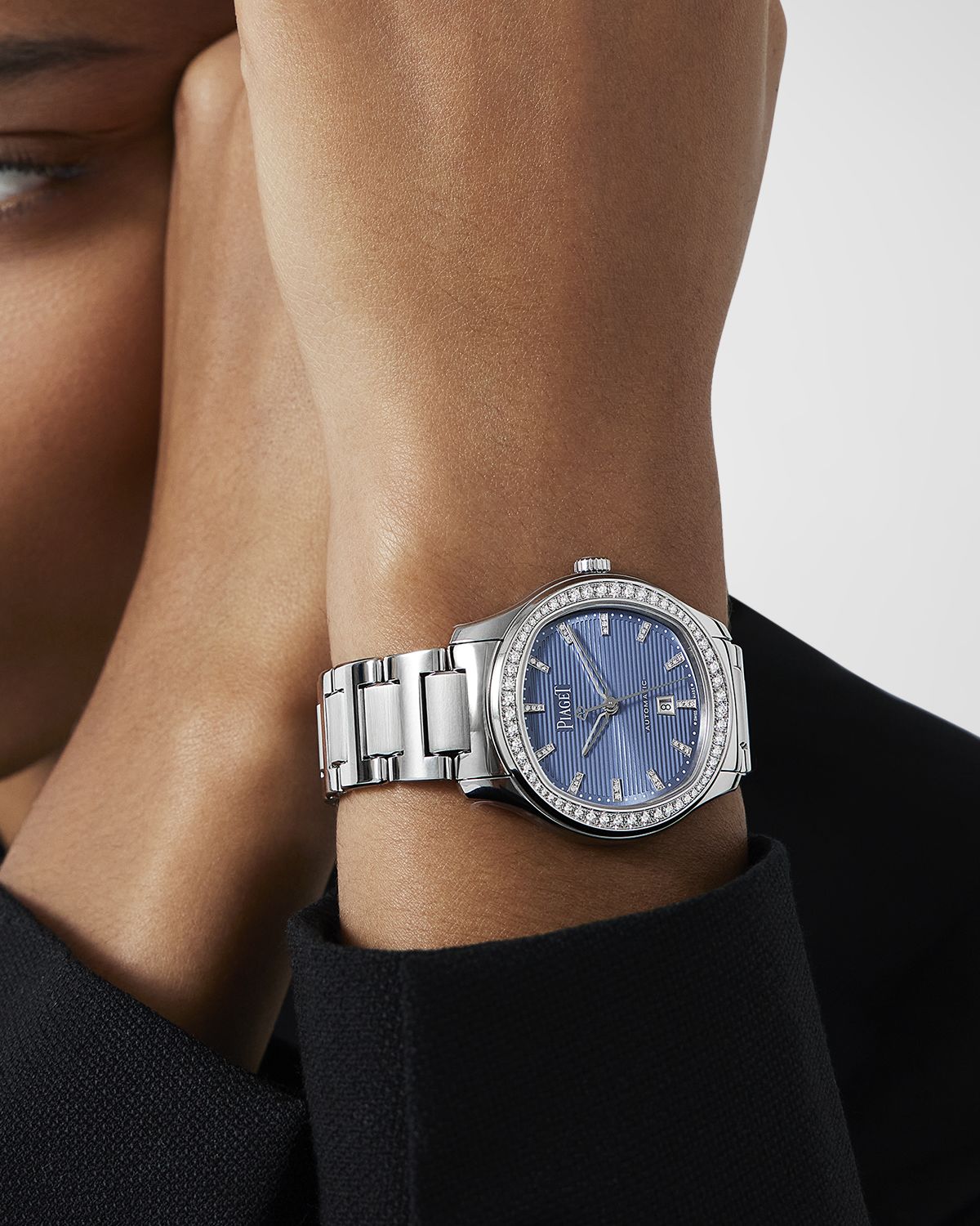 PIAGET Polo 36mm Stainless Steel Blue Dial Diamond Watch