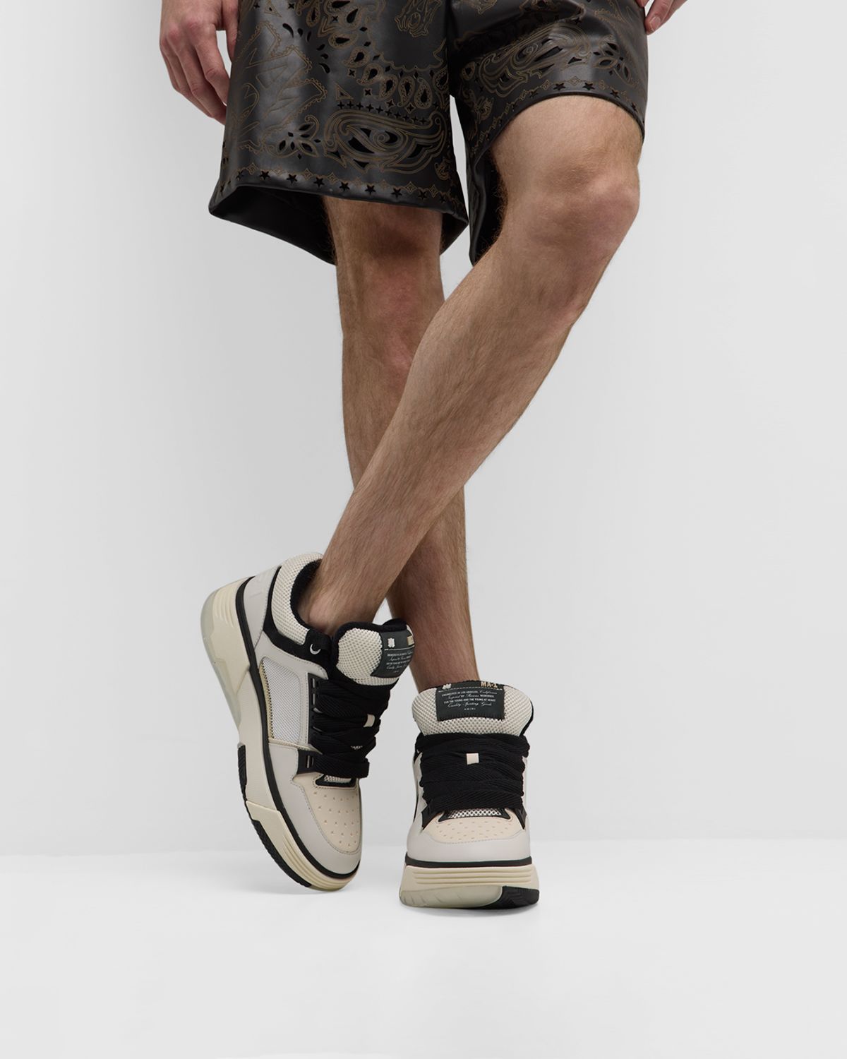 Amiri Men 's MA-1 Leather & Mesh Low-Top Sneakers