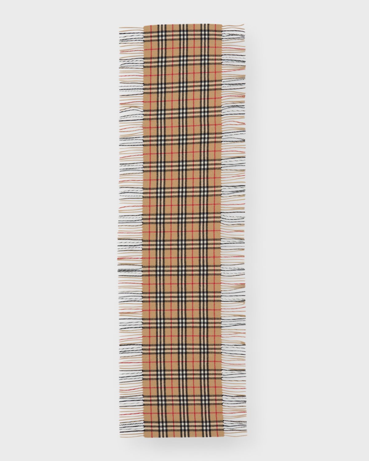 Burberry Vintage Check Fringe Cashmere Scarf