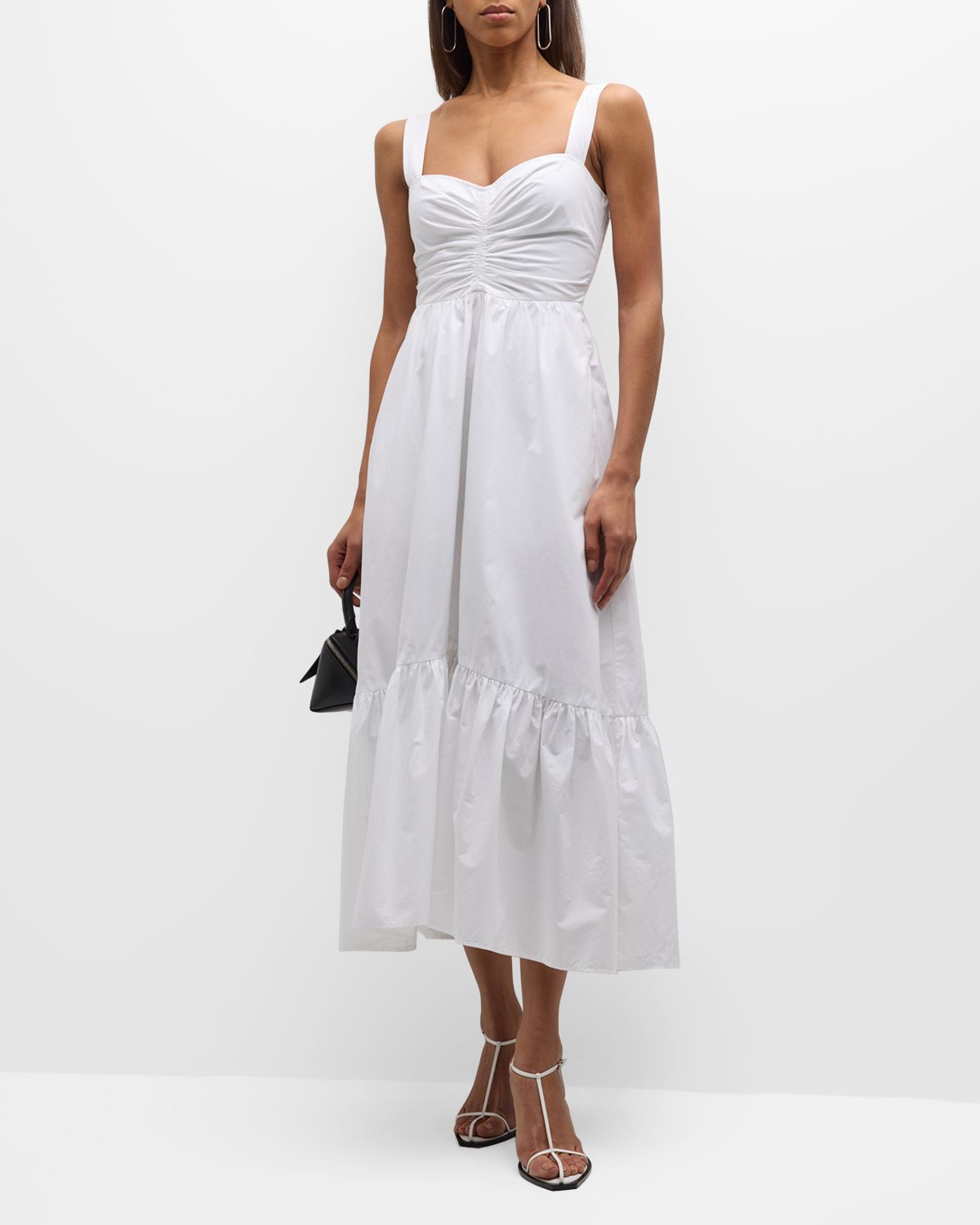 A.L.C. Lilah II Ruched Cotton A-Line Midi Dress