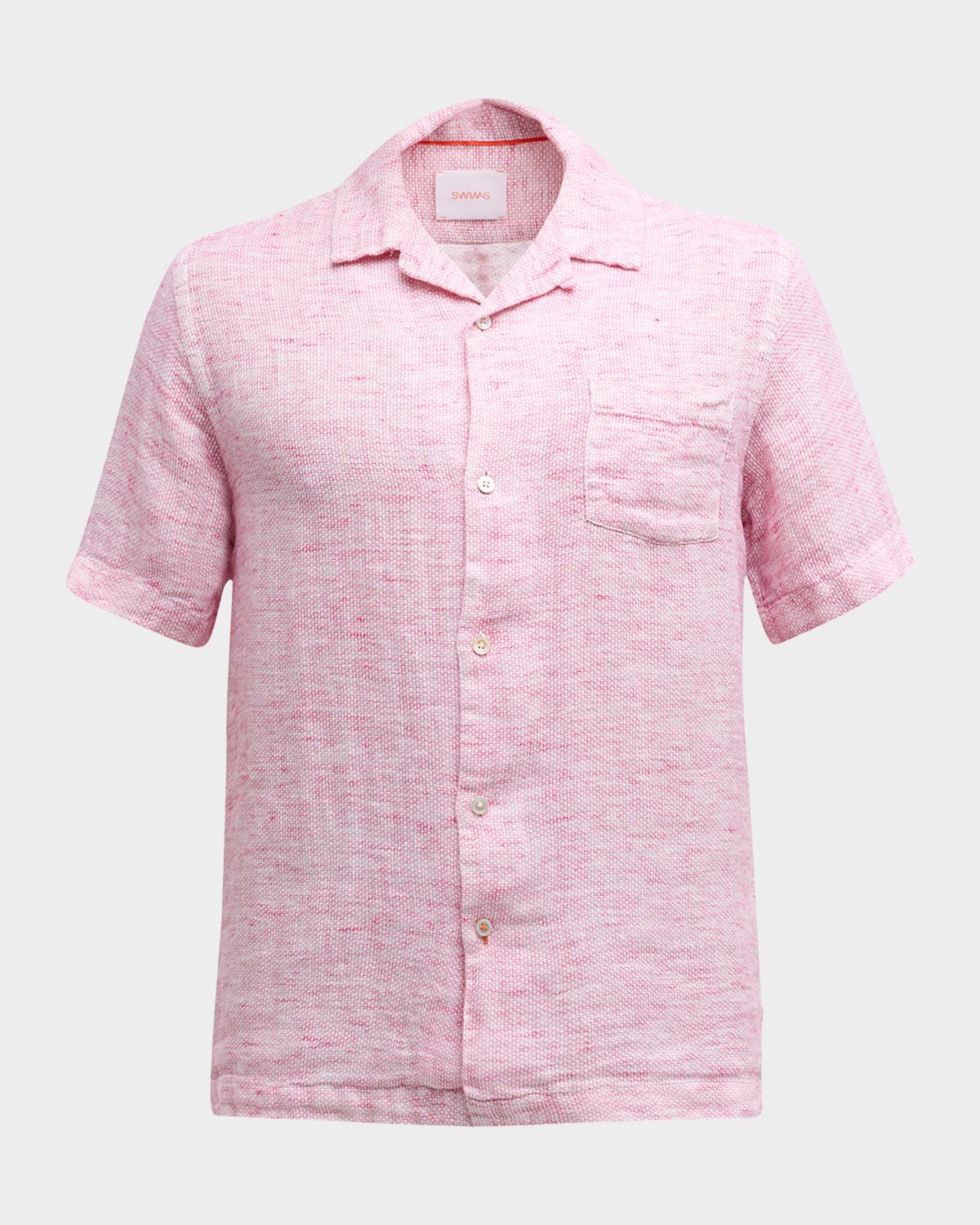 Swims Men 's Capri Linen Micro-Print Short-Sleeve Shirt