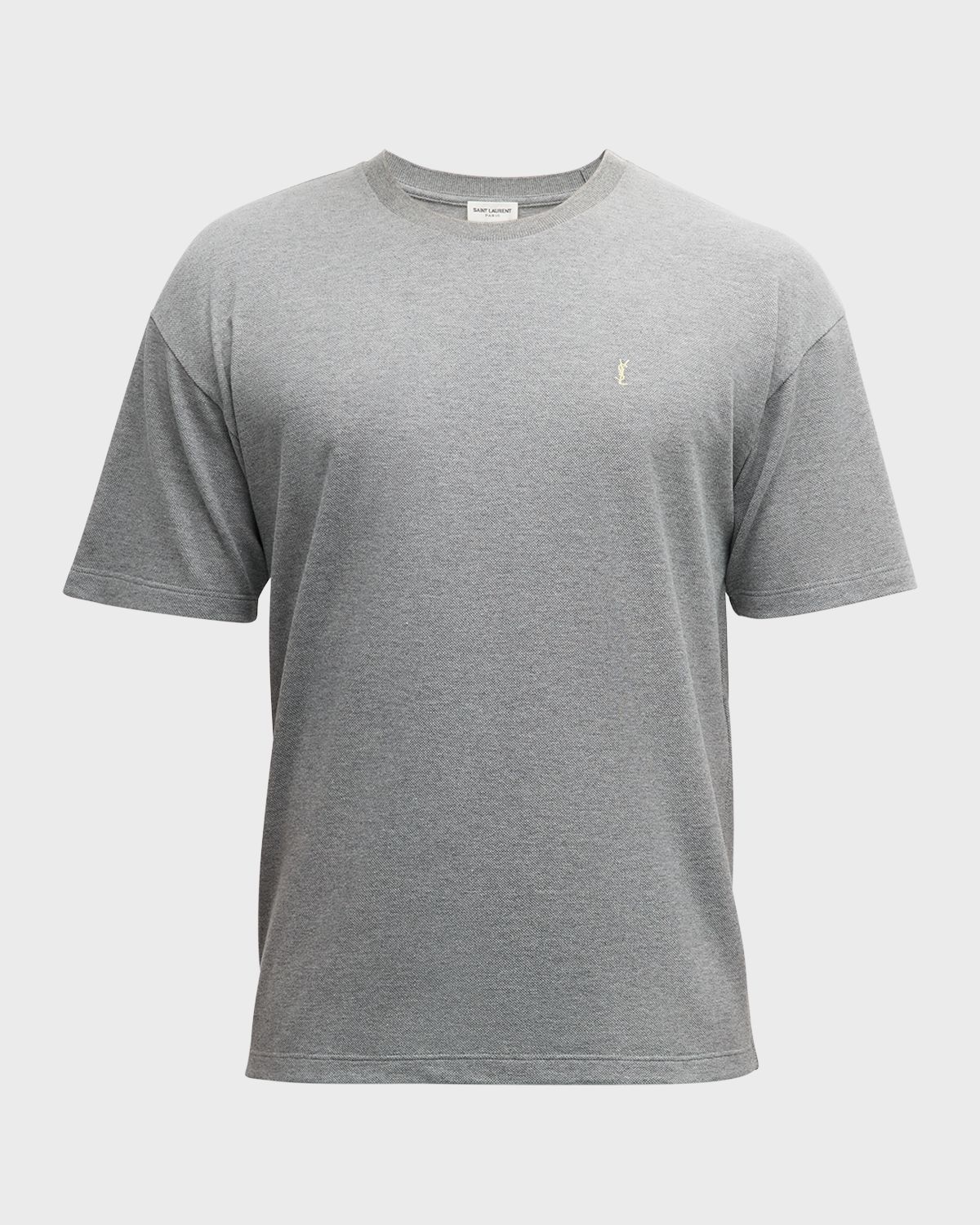 Saint Laurent Men 's YSL Pique T-Shirt | Thumbnail 8