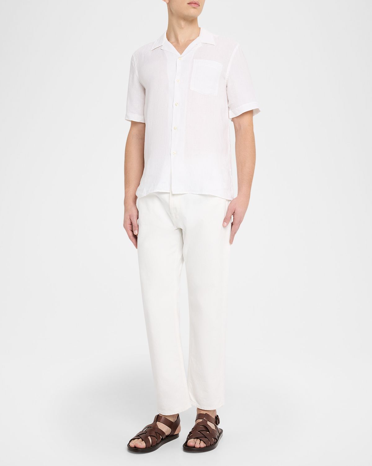 Vilebrequin Men 's Garment-Dyed Linen Camp Shirt