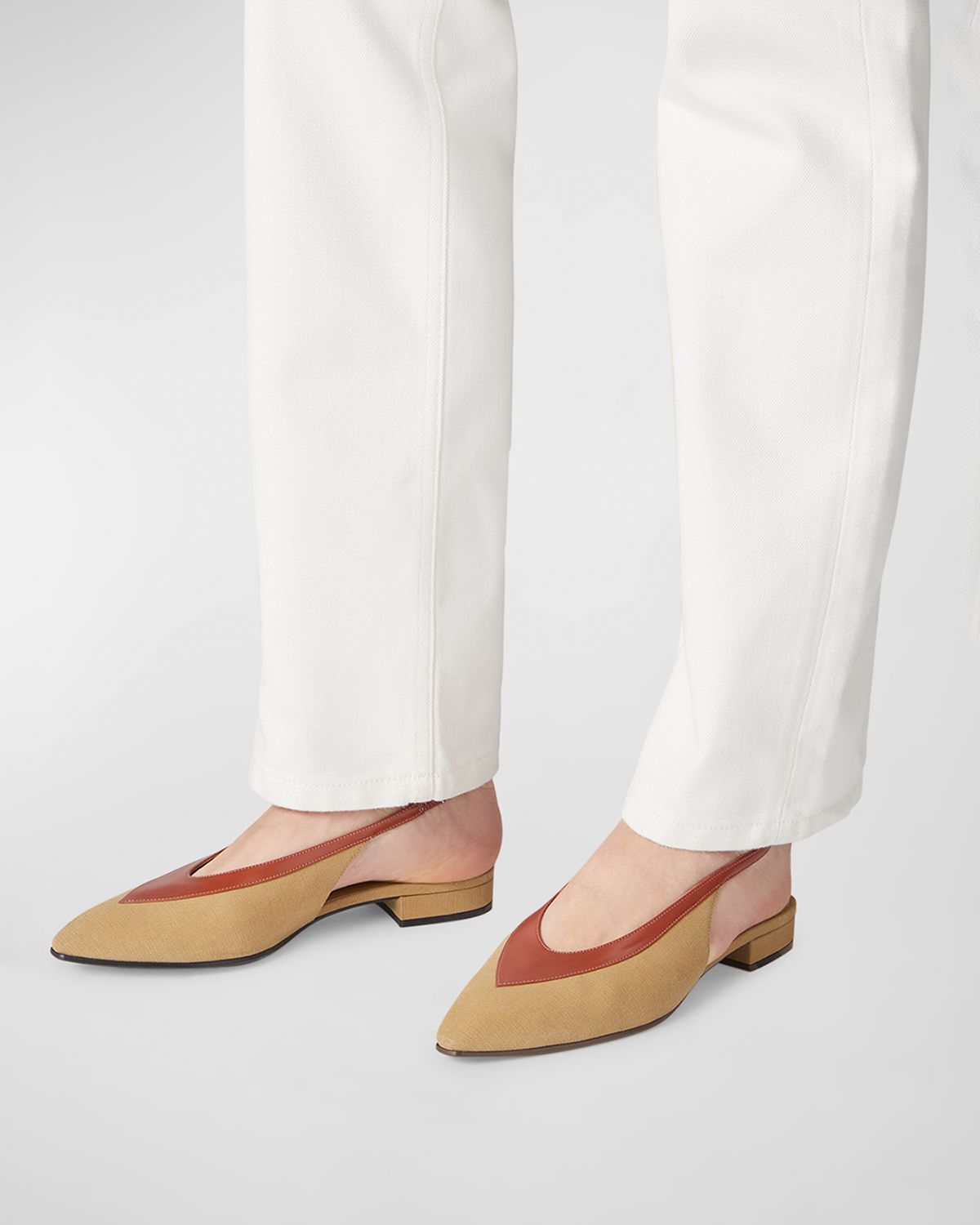 Loro Piana Rebecca Bicolor Slingback Ballerina Flats