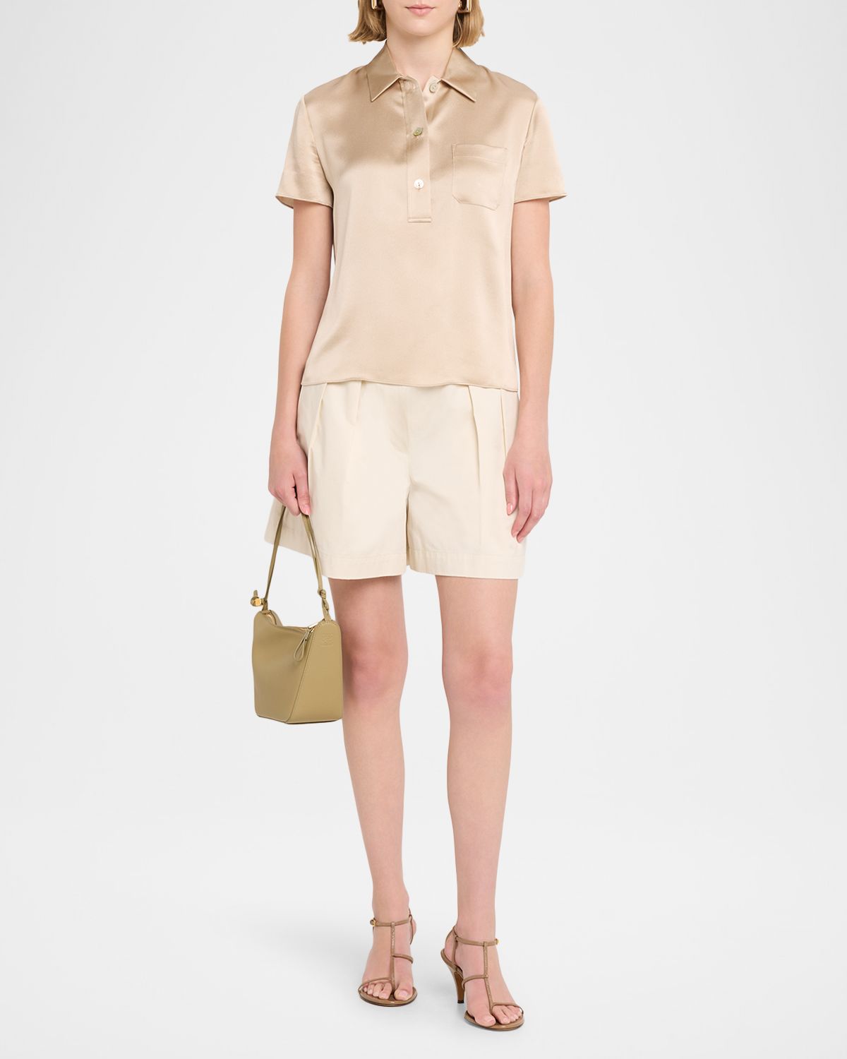 Vince Silk Charmeuse Short-Sleeve Polo Shirt
