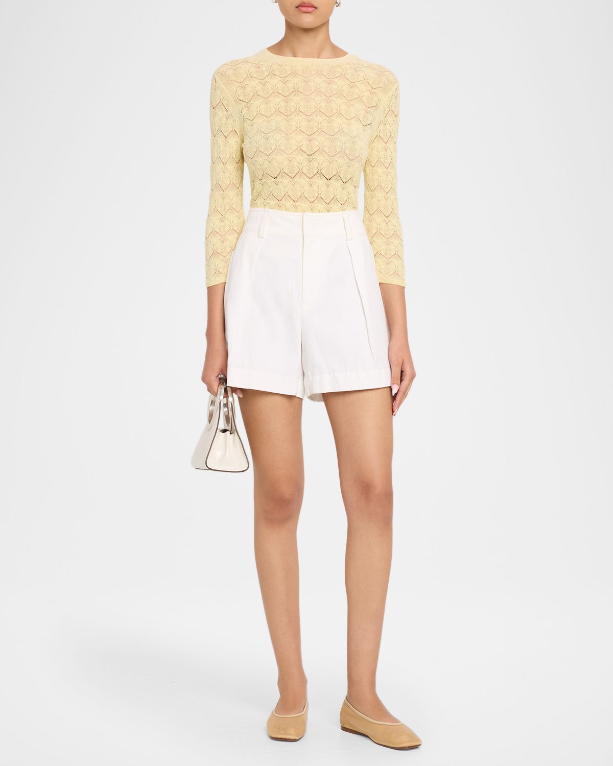 Vince Fine Lace 3/4-Sleeve Crewneck Top | Thumbnail 2 Vince Fine Lace 3/4-Sleeve Crewneck Top | Thumbnail 2
