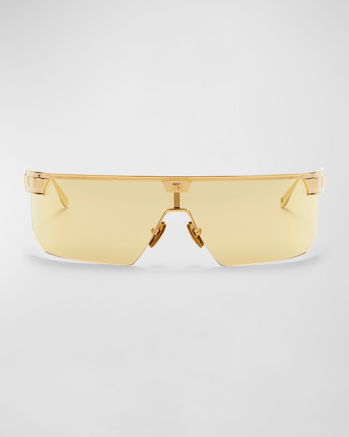 Balmain Major LTD Half-Rimmed Titanium Shield Sunglasses