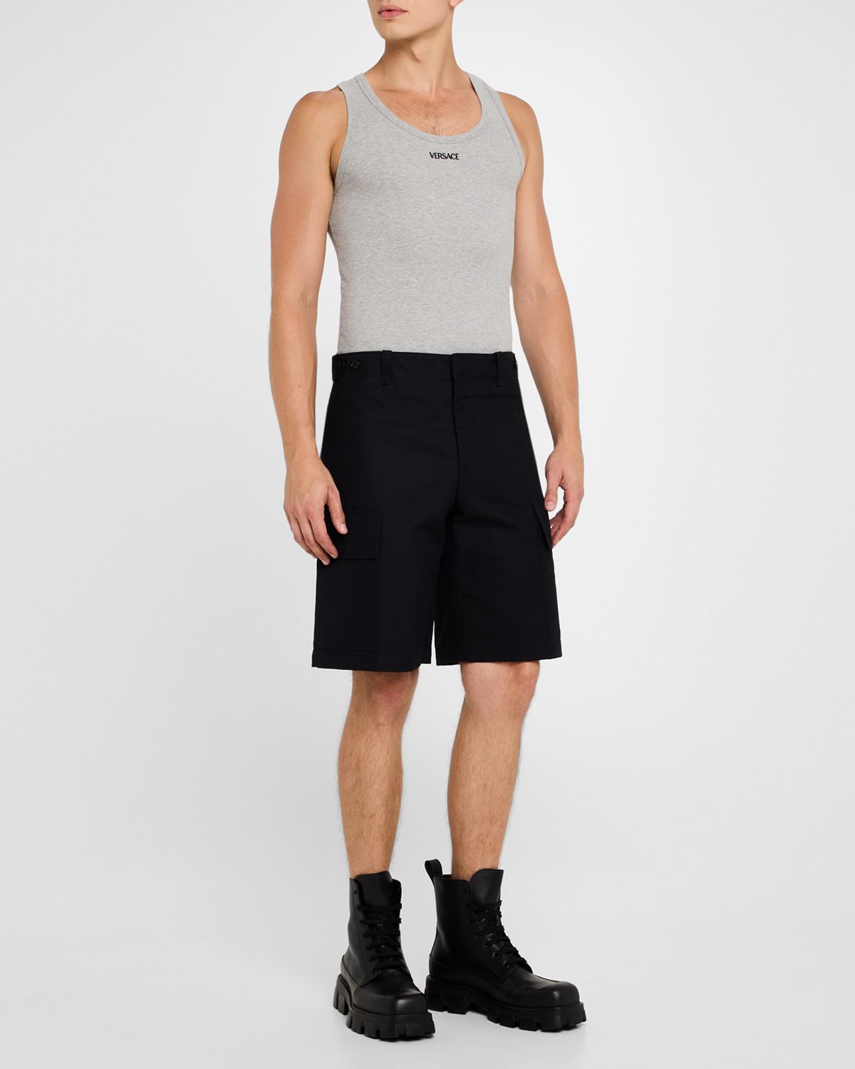 Versace Men 's Embroidered Logo Tank Top