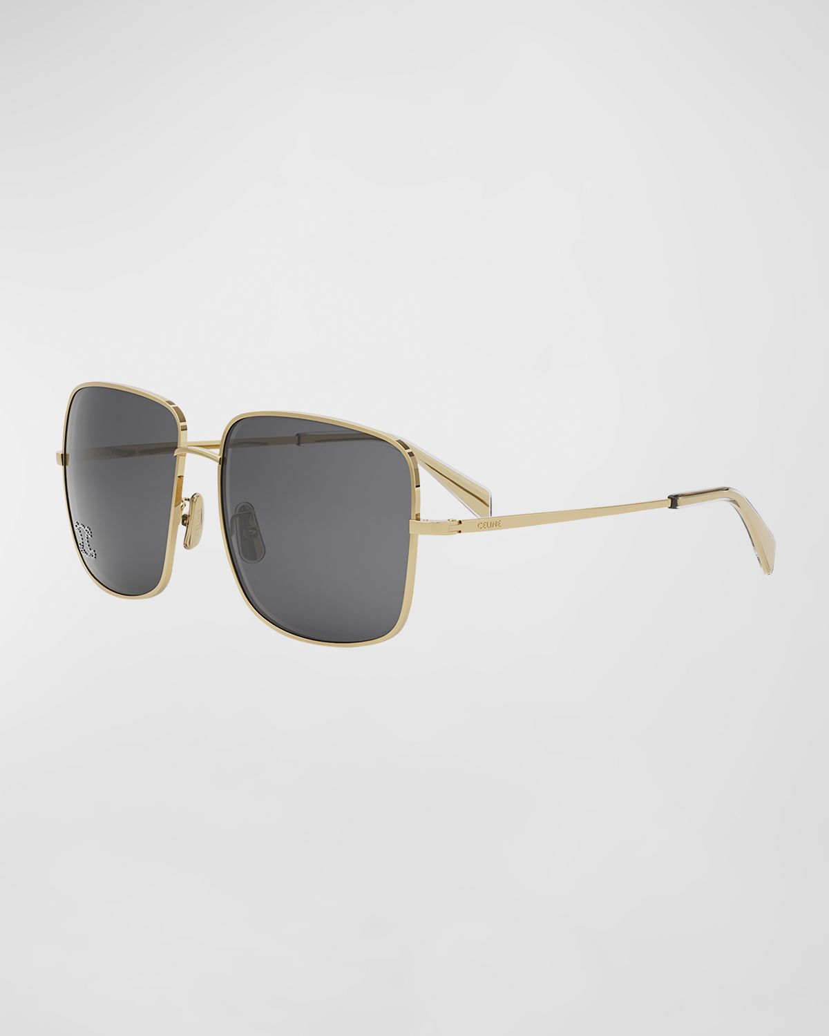 Celine Embellished Triomphe Metal Square Sunglasses