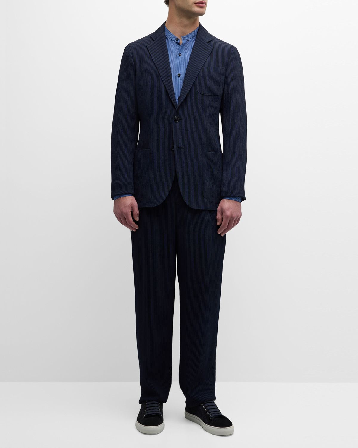 Giorgio Armani Men 's Loose-Fit Seersucker Pants