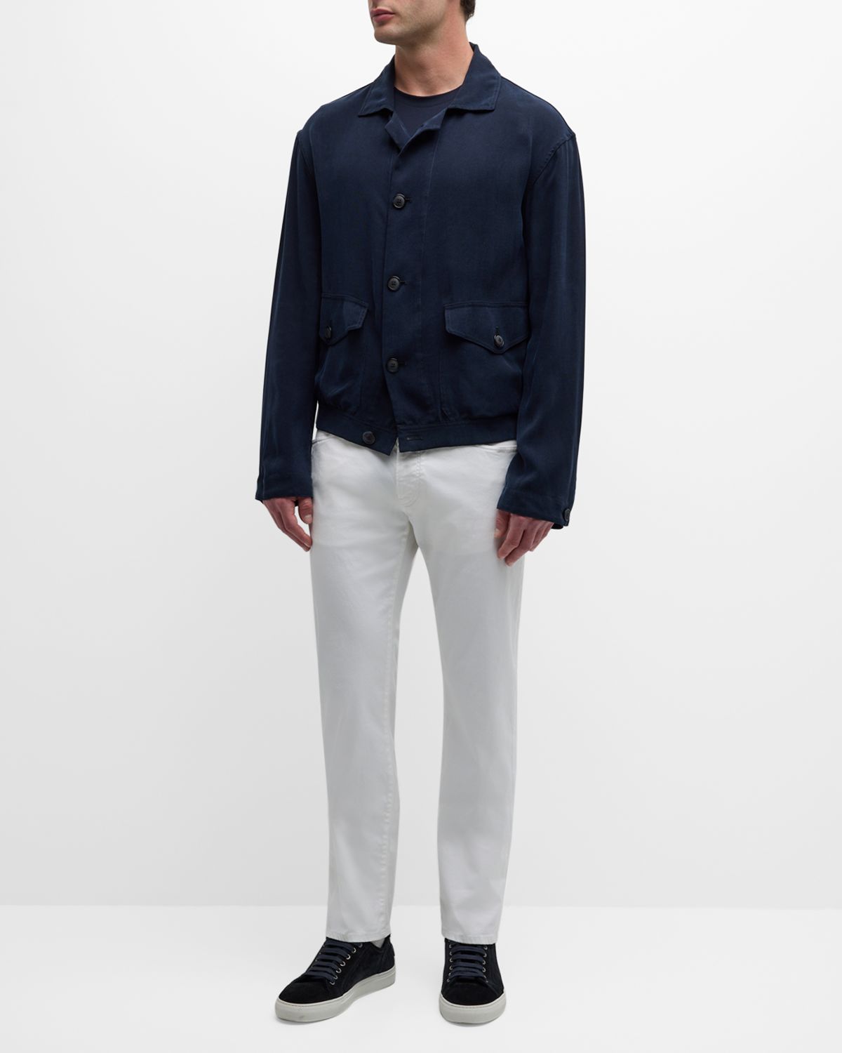 Giorgio Armani Men 's Cupro Jacket with Flap Pockets