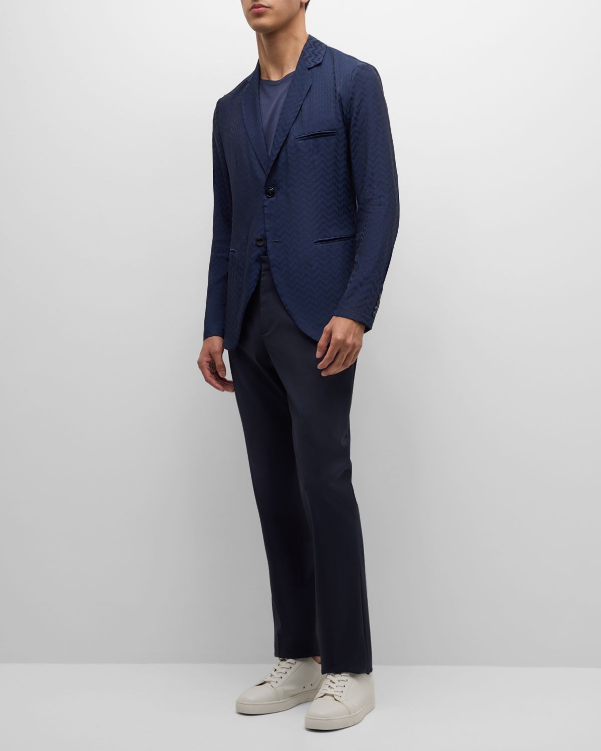 Giorgio Armani Men 's Cupro Chevron Blazer